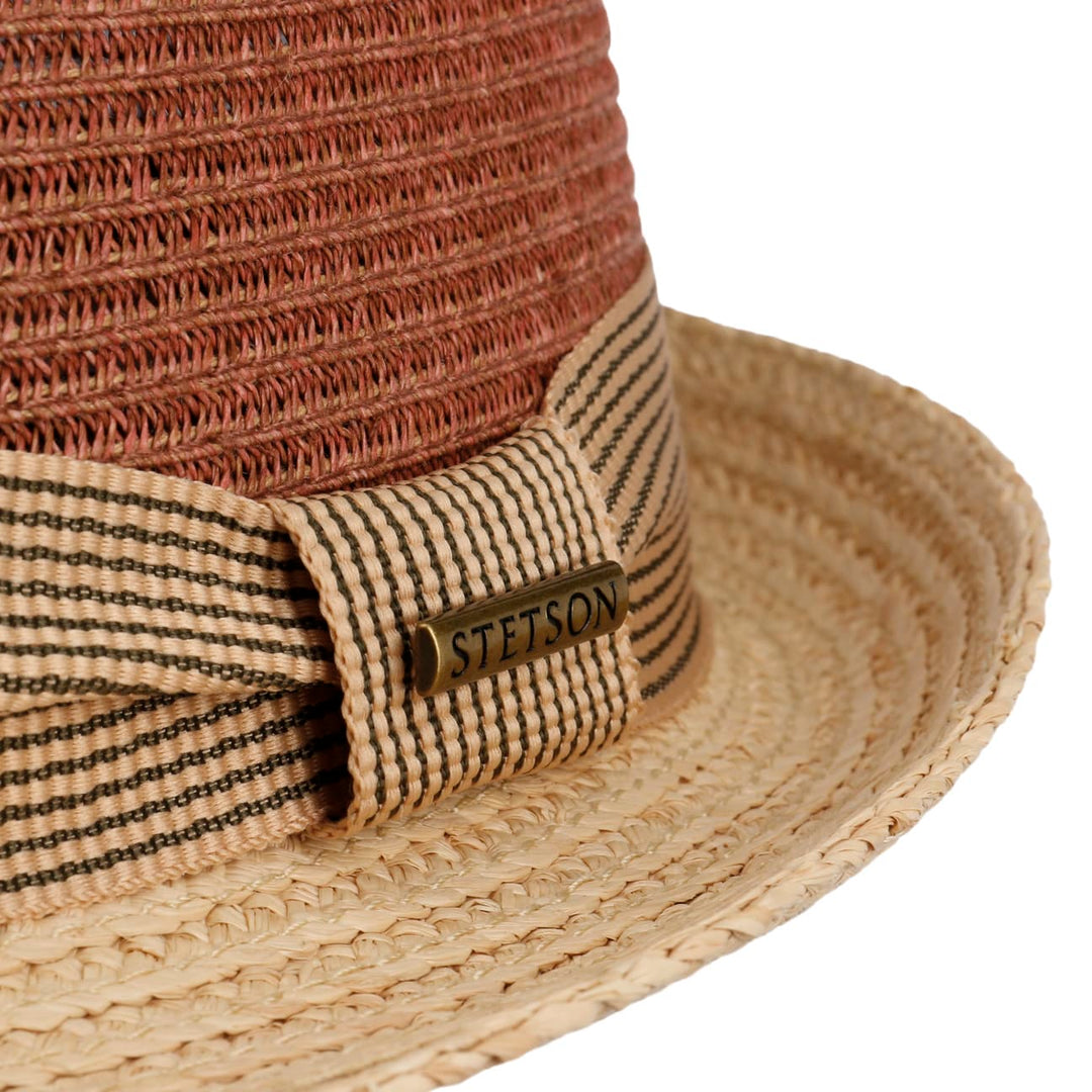 Stetson Twotone Toyo Trilby Raffia Hat Natural/Red