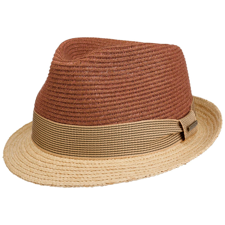 Stetson Twotone Toyo Trilby Raffia Hat Natural/Red