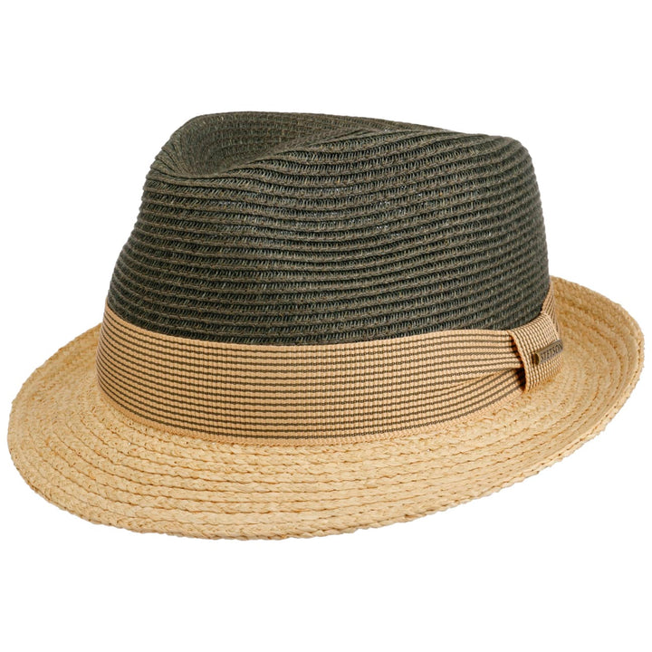 Stetson Twotone Toyo Trilby Raffia Hat Natural/Olive