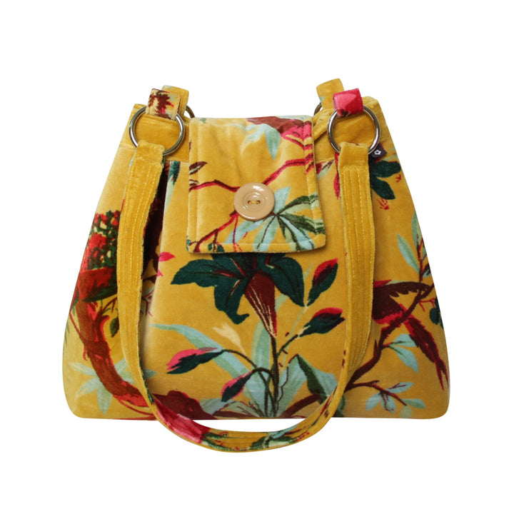 Ava Mustard Botanical Print Handbag by Earth Squared