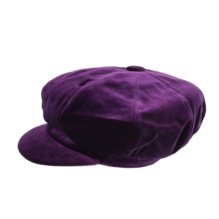Womens Purple Velvet Bakerboy Cap from Whiteley