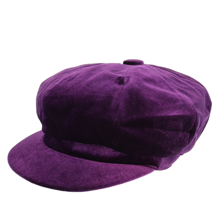 Womens Purple Velvet Bakerboy Cap from Whiteley