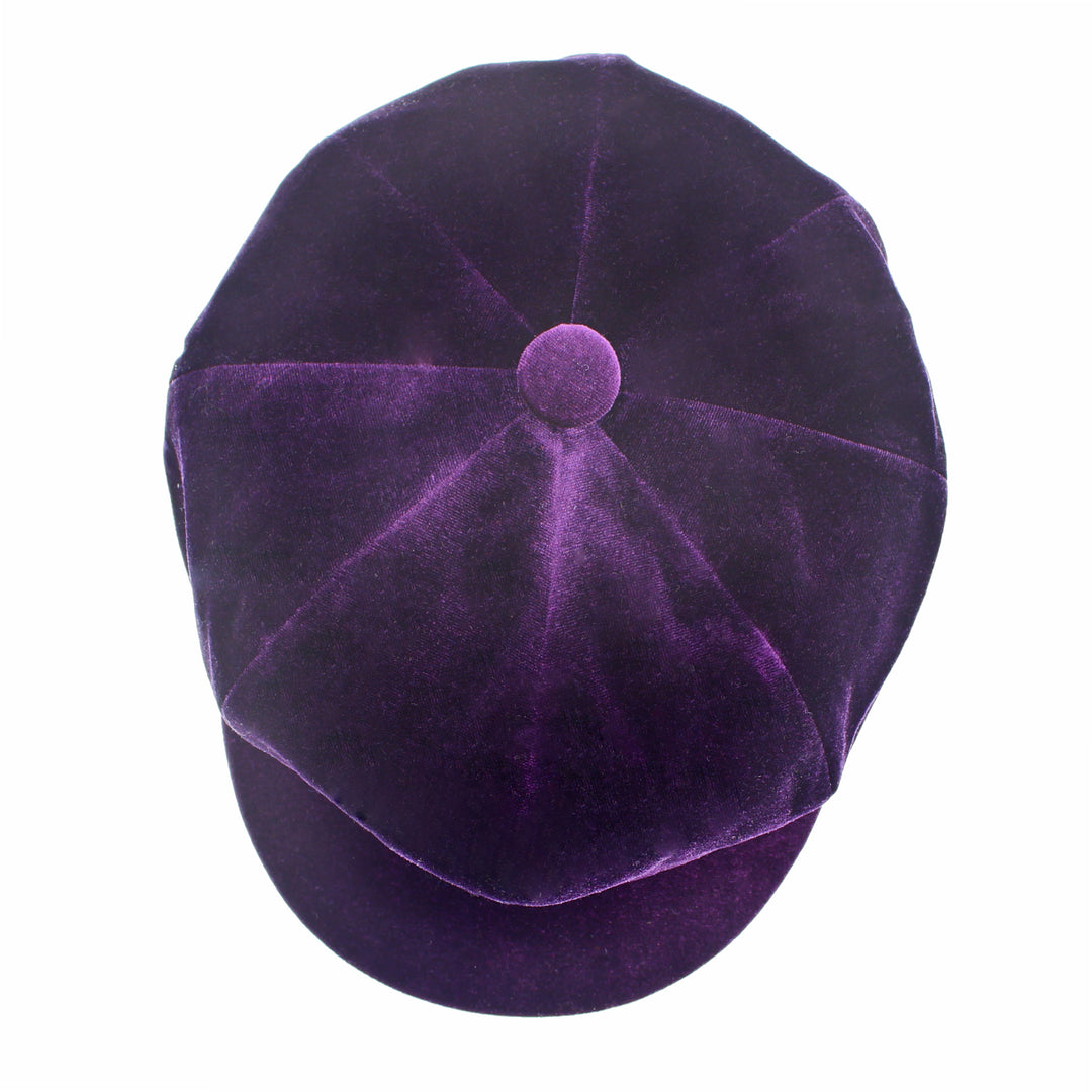 Womens Purple Velvet Bakerboy Cap from Whiteley