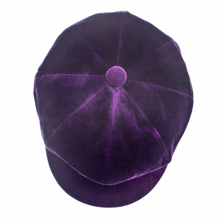 Womens Purple Velvet Bakerboy Cap from Whiteley