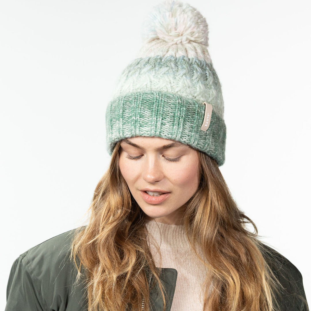 Barts Catbird Chunky Knit Pom Bobble Hat - Pale Army