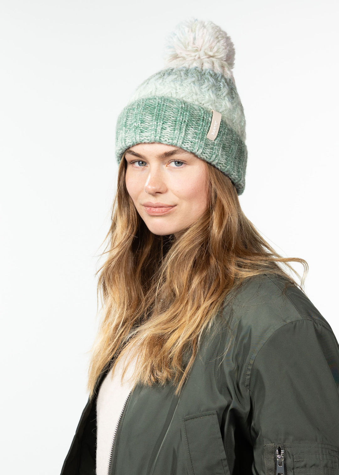 Barts Catbird Chunky Knit Pom Bobble Hat - Pale Army