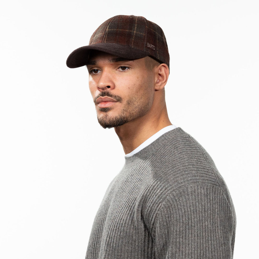 Barts Inneys Check Baseball Cap in Dark Brown