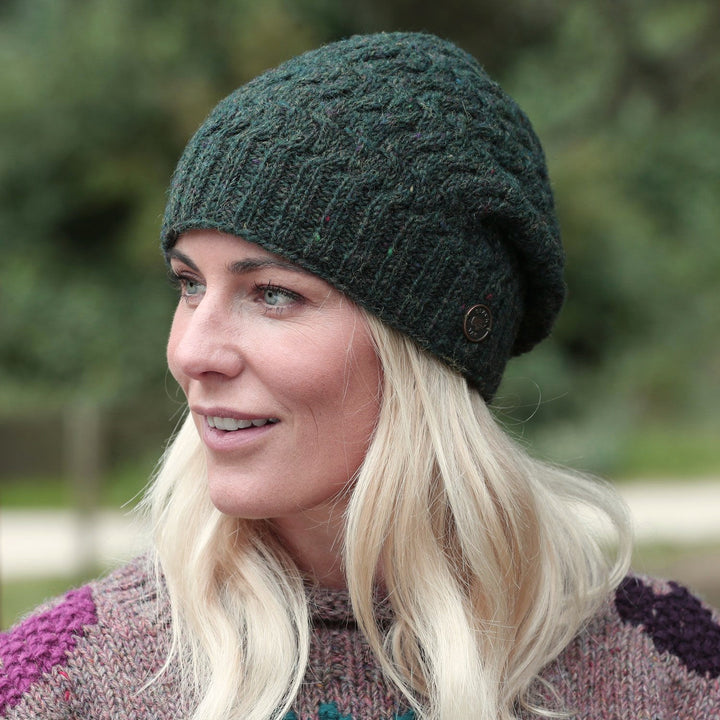 Weave Slouch Beanie - Green