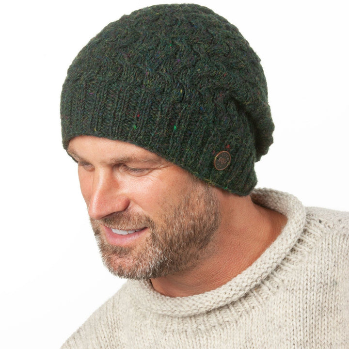 Weave Slouch Beanie - Green