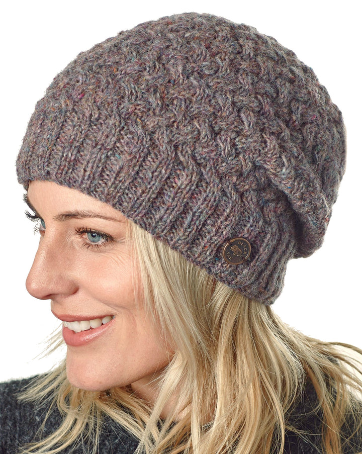 Weave Slouch Beanie - Pale Heather