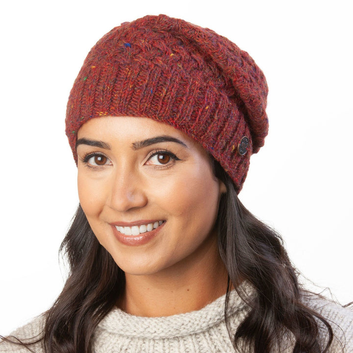 Weave Slouch Beanie - Rust