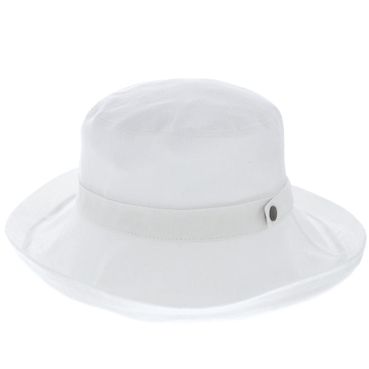 Women's Cotton Wide Brim Sun Hat in White