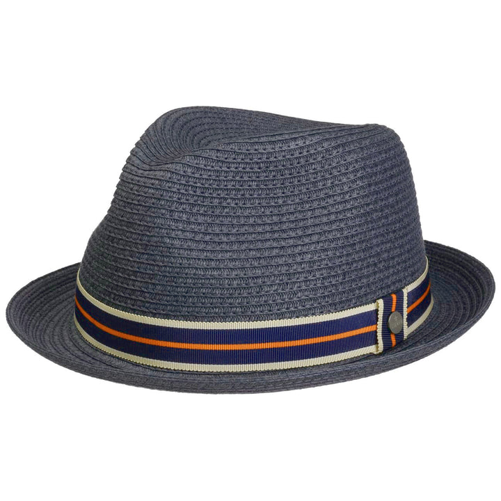 Lierys Toyo Straw Summer Trilby Hat Blue