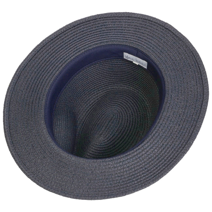 Lierys Toyo Straw Traveller Summer Fedora Hat Blue