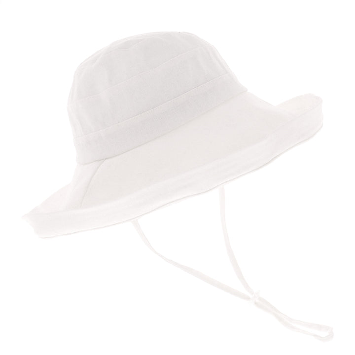 Ladies Cotton & Linen Wide Brim Sun Hat in White