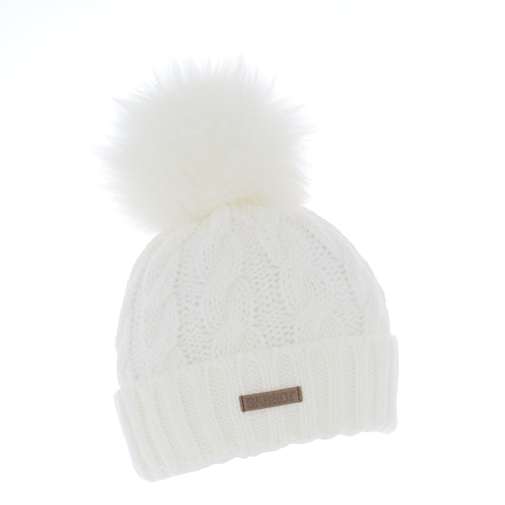 Sabbot Linda Cable Knit Faux Fur Bobble Hat White