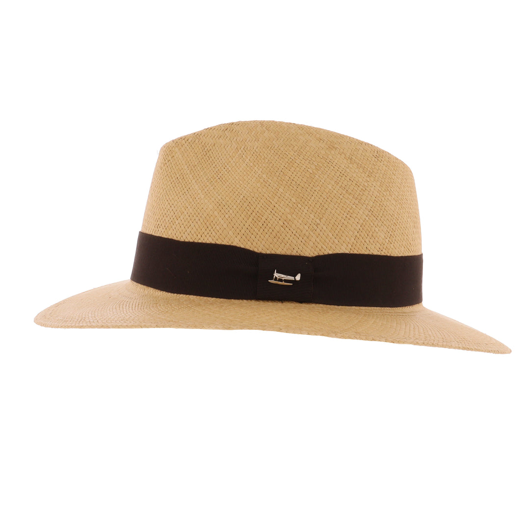 Camel Epsom Panama Hat With Brown Band
