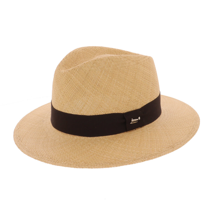 Camel Epsom Panama Hat With Brown Band