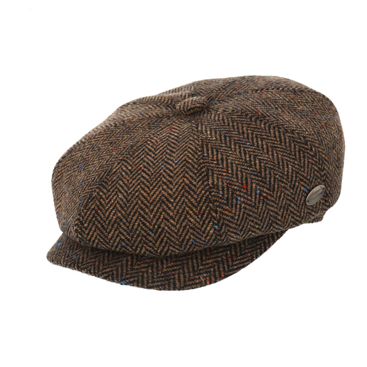 Whiteley Herringbone and Speckle Wool Bakerboy Cap In Sable (M103)