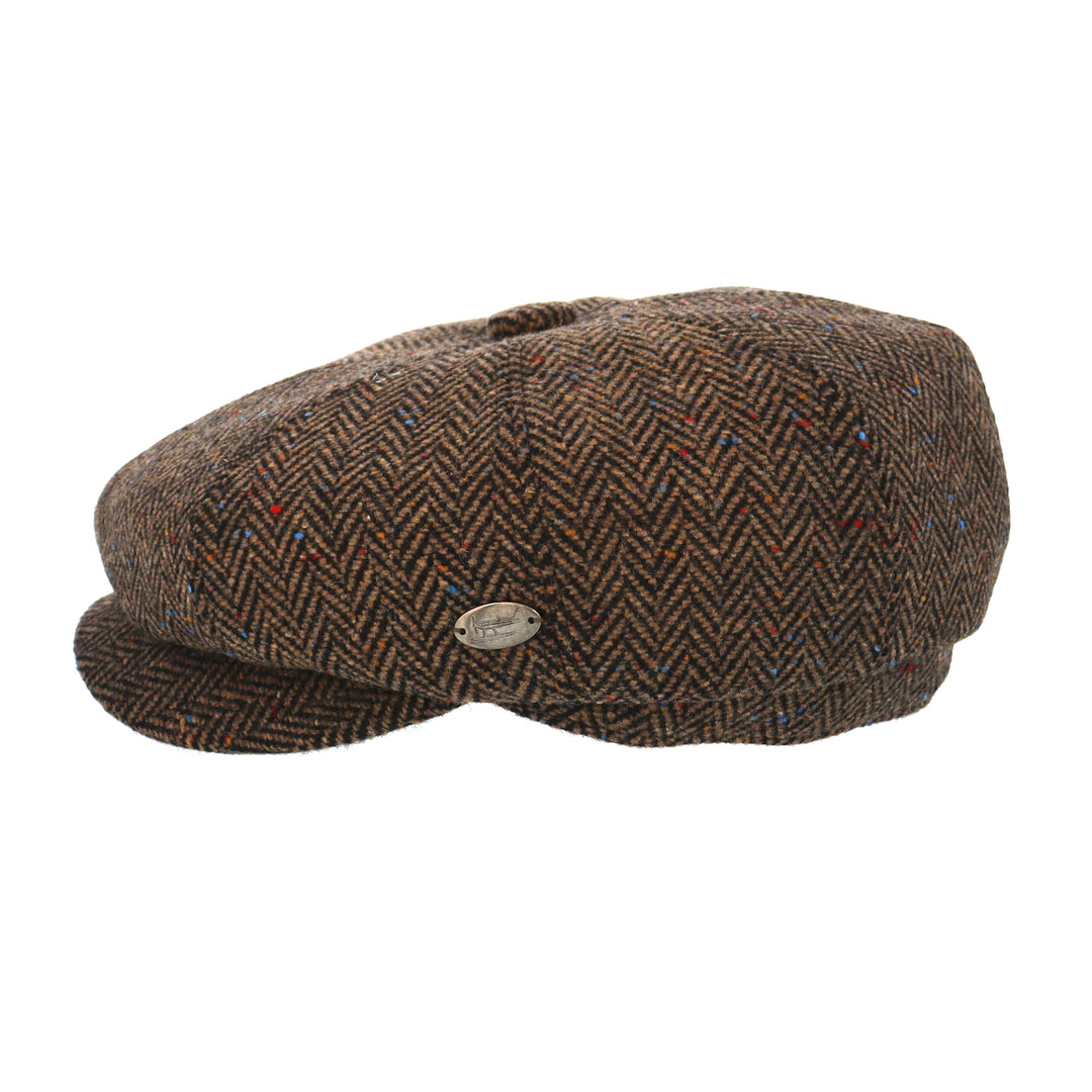 Whiteley Herringbone and Speckle Wool Bakerboy Cap In Sable (M103)