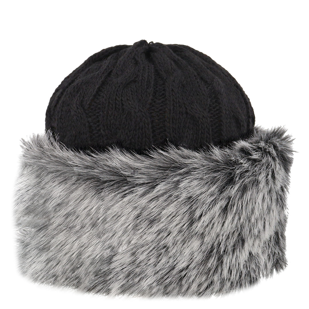 Cable Knit Faux Fur Cossack Winter Hat Storm