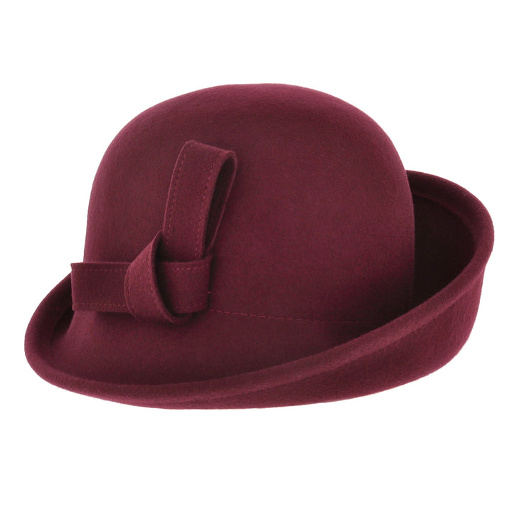 Women's Curved Sided Wool Cloche in Mulberry