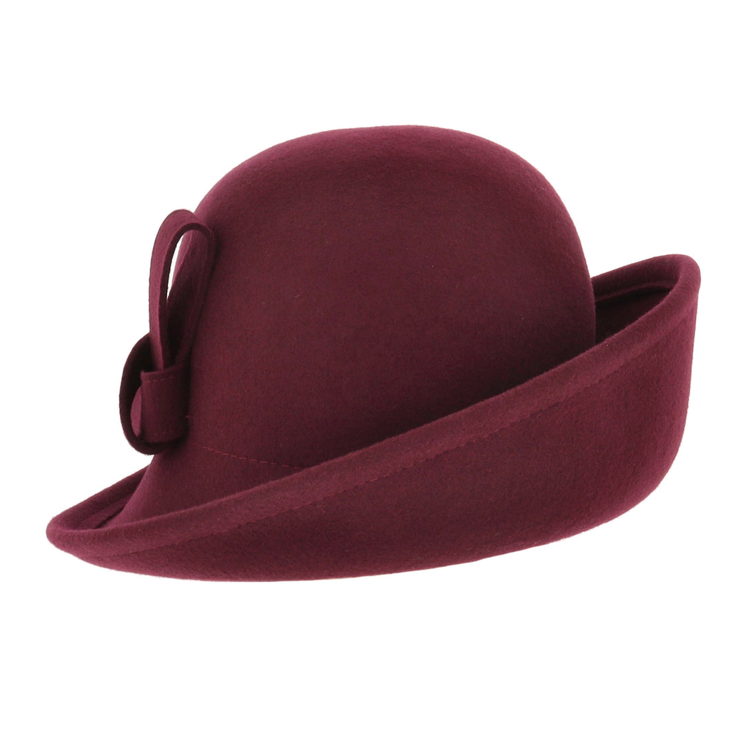 Women's Curved Sided Wool Cloche in Mulberry