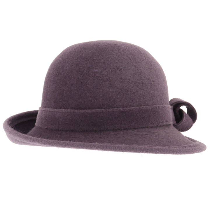 Ladies Curved Brim Cloche Hat in Damson