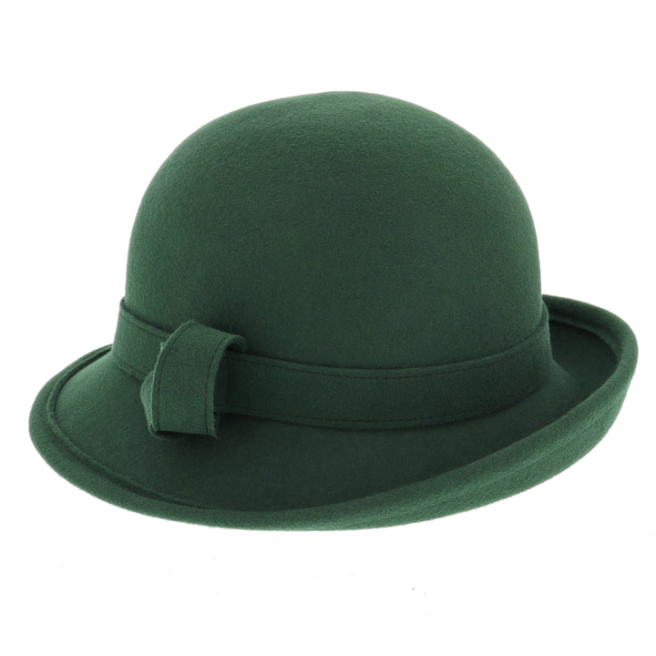 Ladies Curved Brim Cloche Hat in Forest