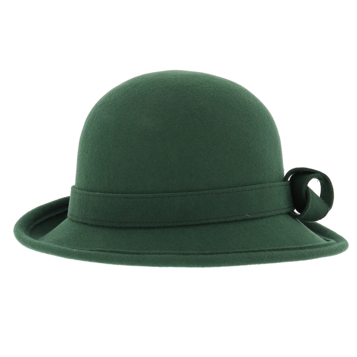 Ladies Curved Brim Cloche Hat in Forest