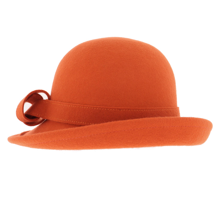 Ladies Curved Brim Cloche Hat in Pumpkin