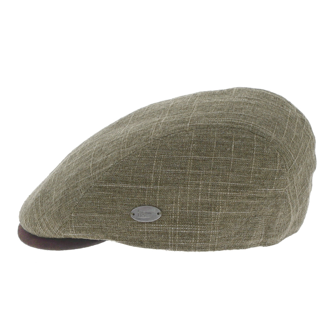 Whiteley Linen Fleck Flat Cap in Taupe