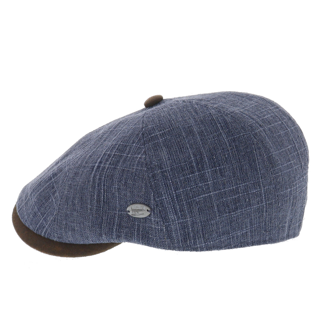 Whiteley Linen Fleck Bakerboy Cap in Denim