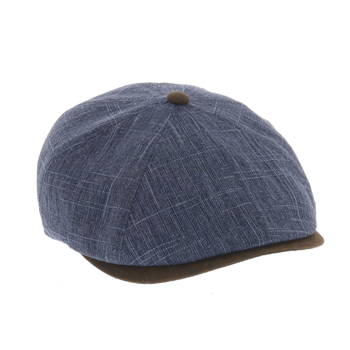 Whiteley Linen Fleck Bakerboy Cap in Denim