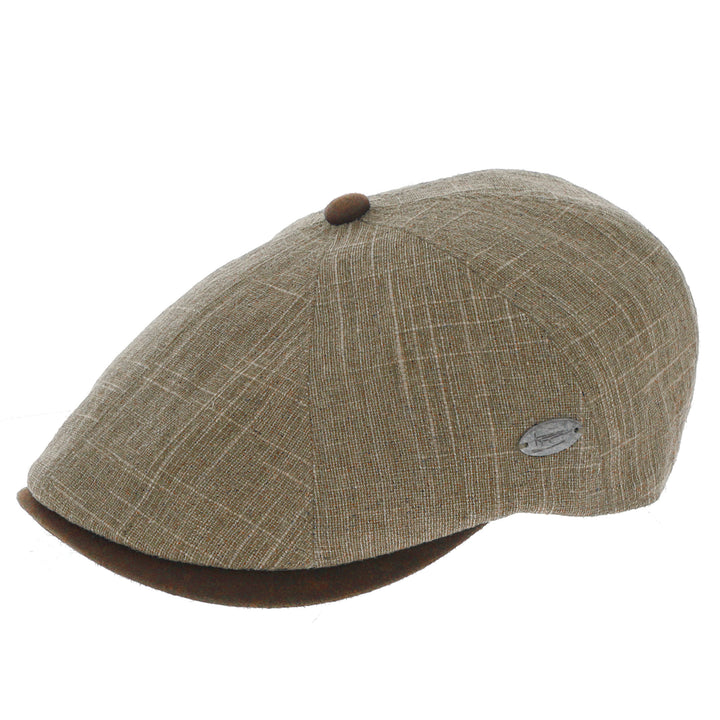 Whiteley Linen Fleck Bakerboy Cap in Taupe