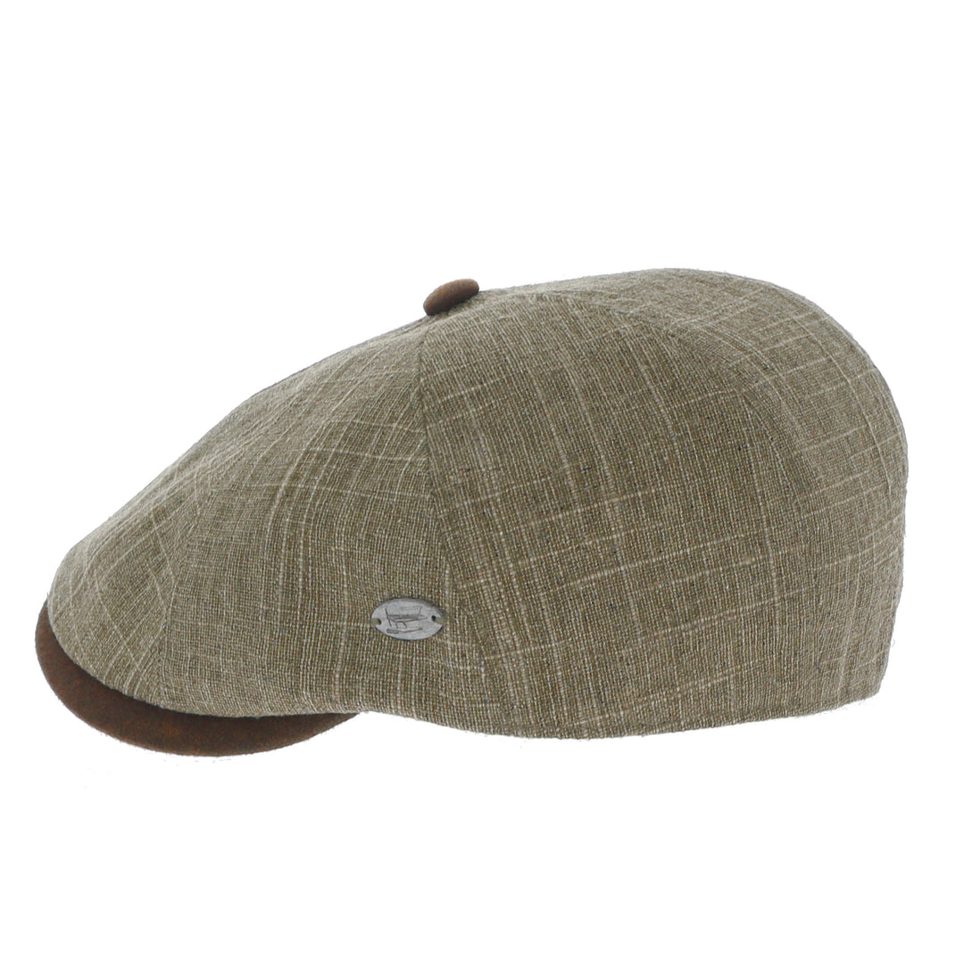 Whiteley Linen Fleck Bakerboy Cap in Taupe