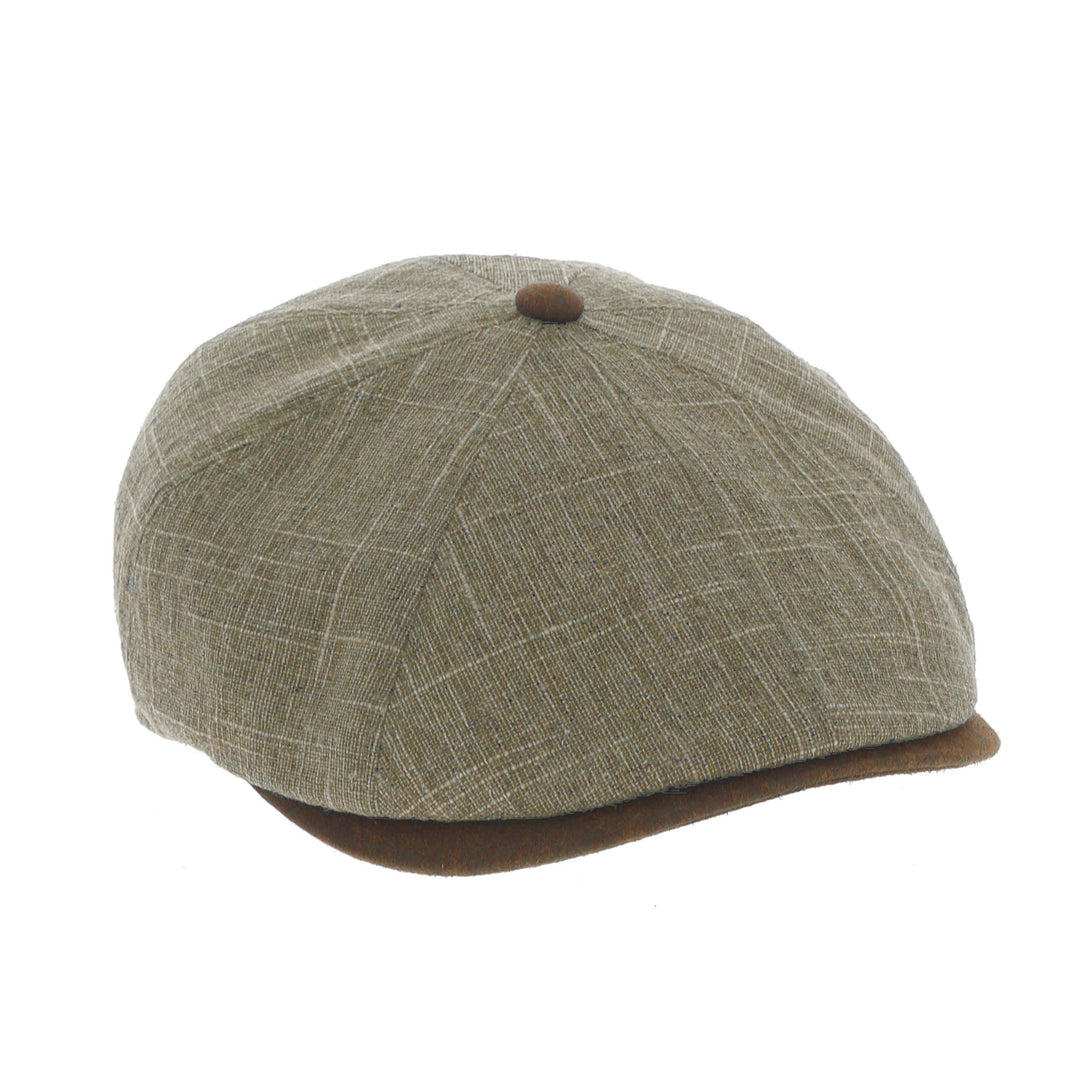 Whiteley Linen Fleck Bakerboy Cap in Taupe