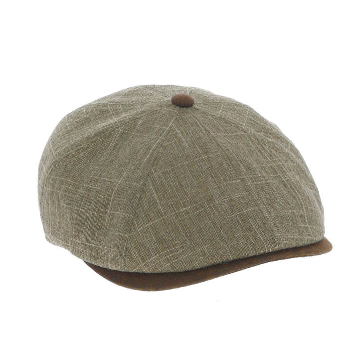 Whiteley Linen Fleck Bakerboy Cap in Taupe