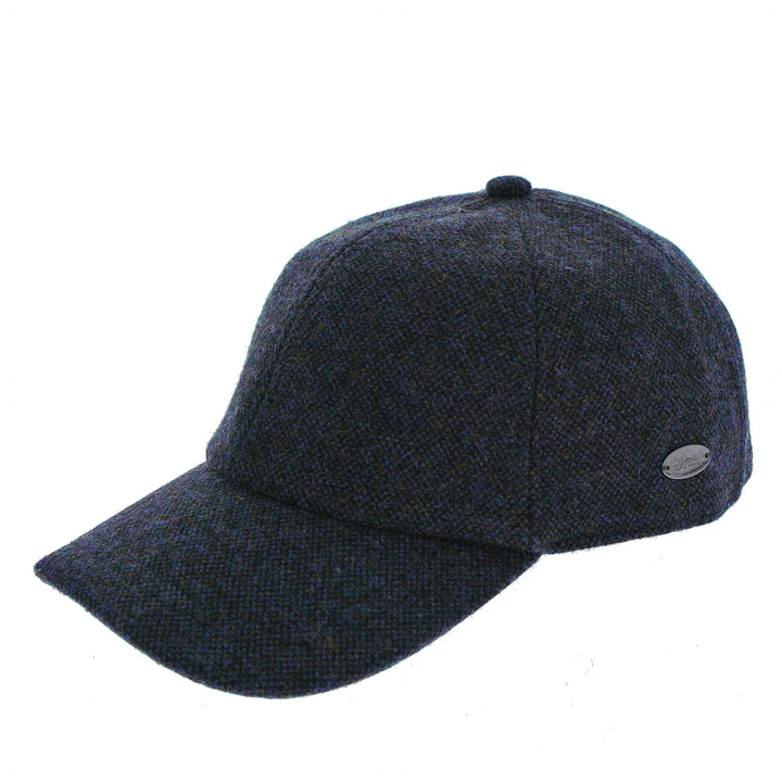 Woven Tweed Baseball Cap in Navy