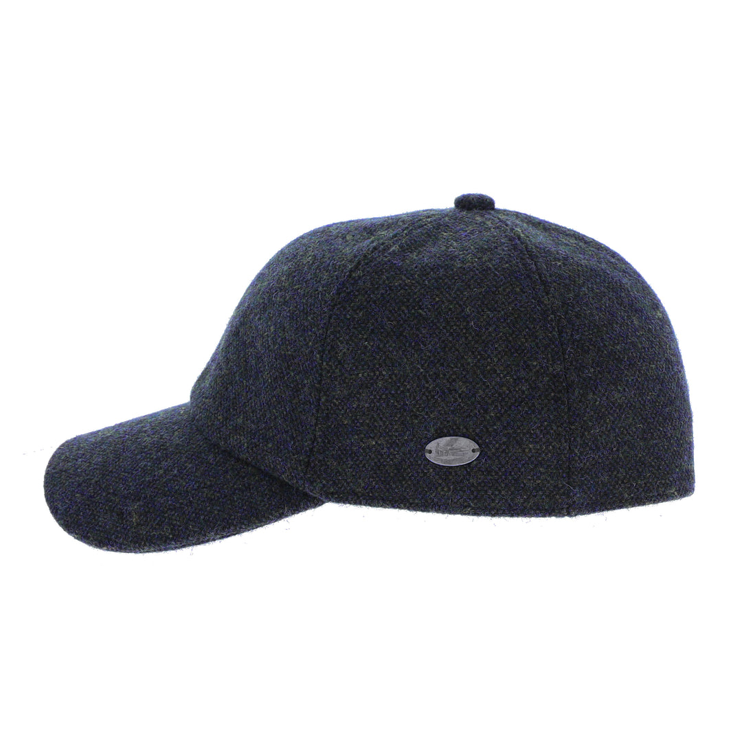Woven Tweed Baseball Cap in Navy