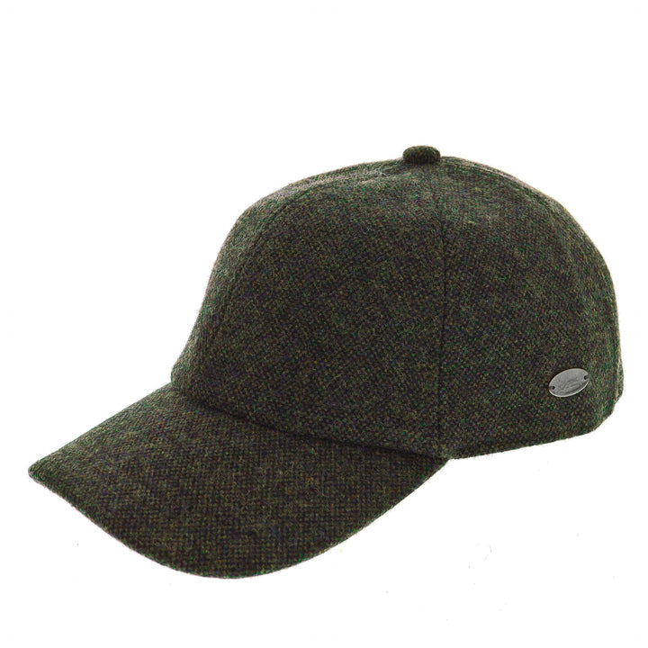 Woven Tweed Baseball Cap in Olive