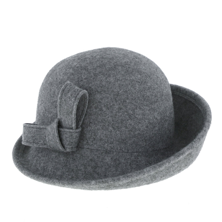 Women's Curved Sided Wool Cloche in Grey