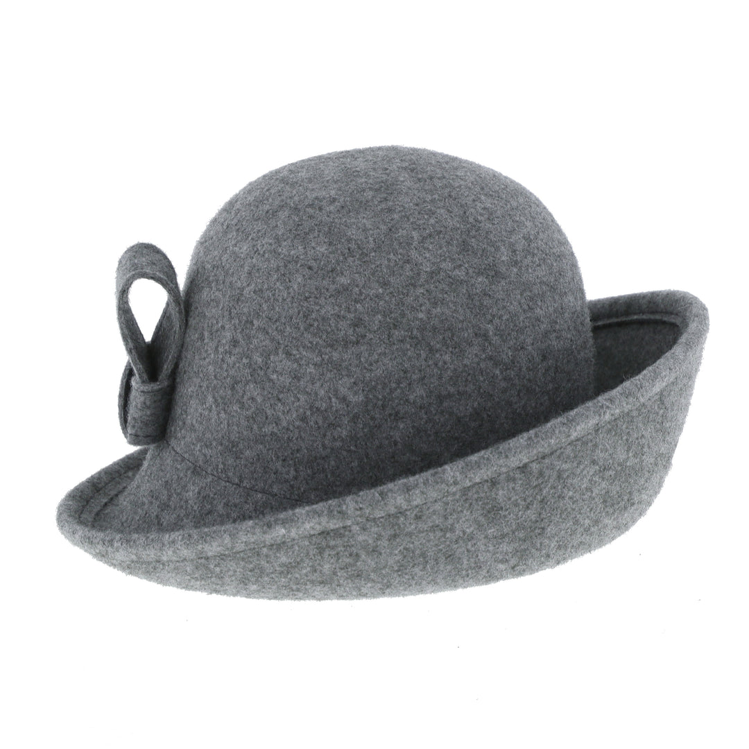 Women's Curved Sided Wool Cloche in Grey
