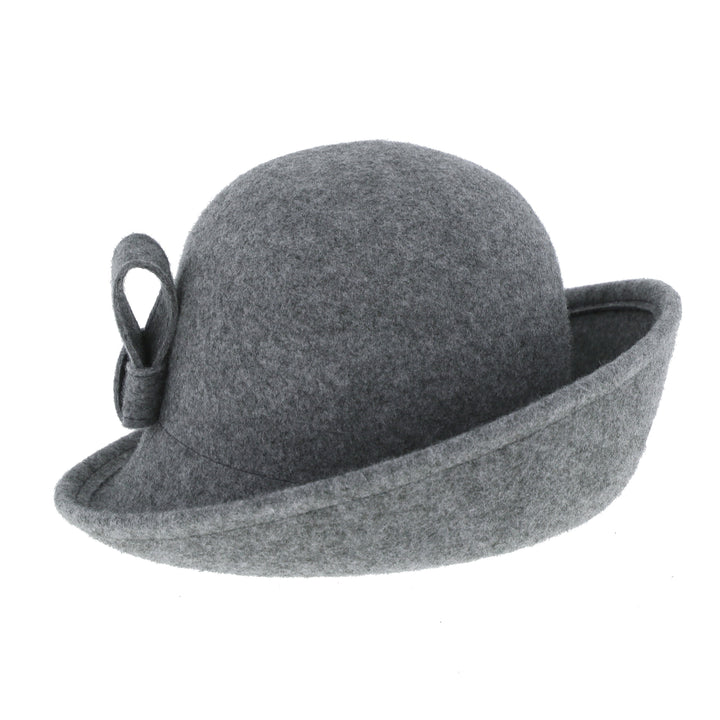 Women's Curved Sided Wool Cloche in Grey