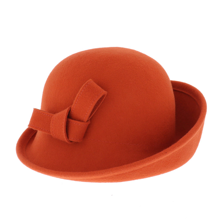 Women's Curved Sided Wool Cloche in Pumpkin