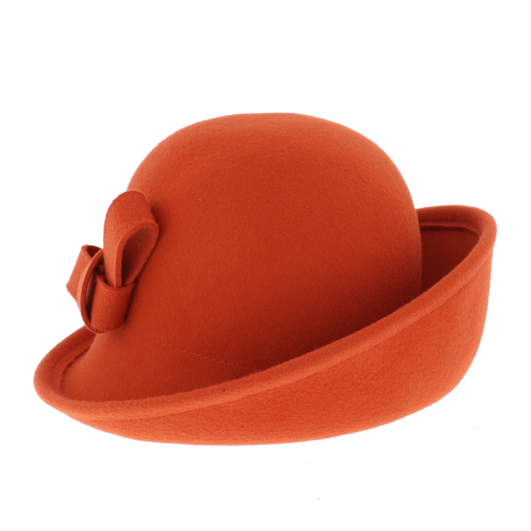Women's Curved Sided Wool Cloche in Pumpkin