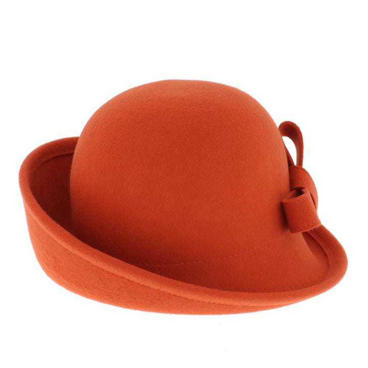 Women's Curved Sided Wool Cloche in Pumpkin