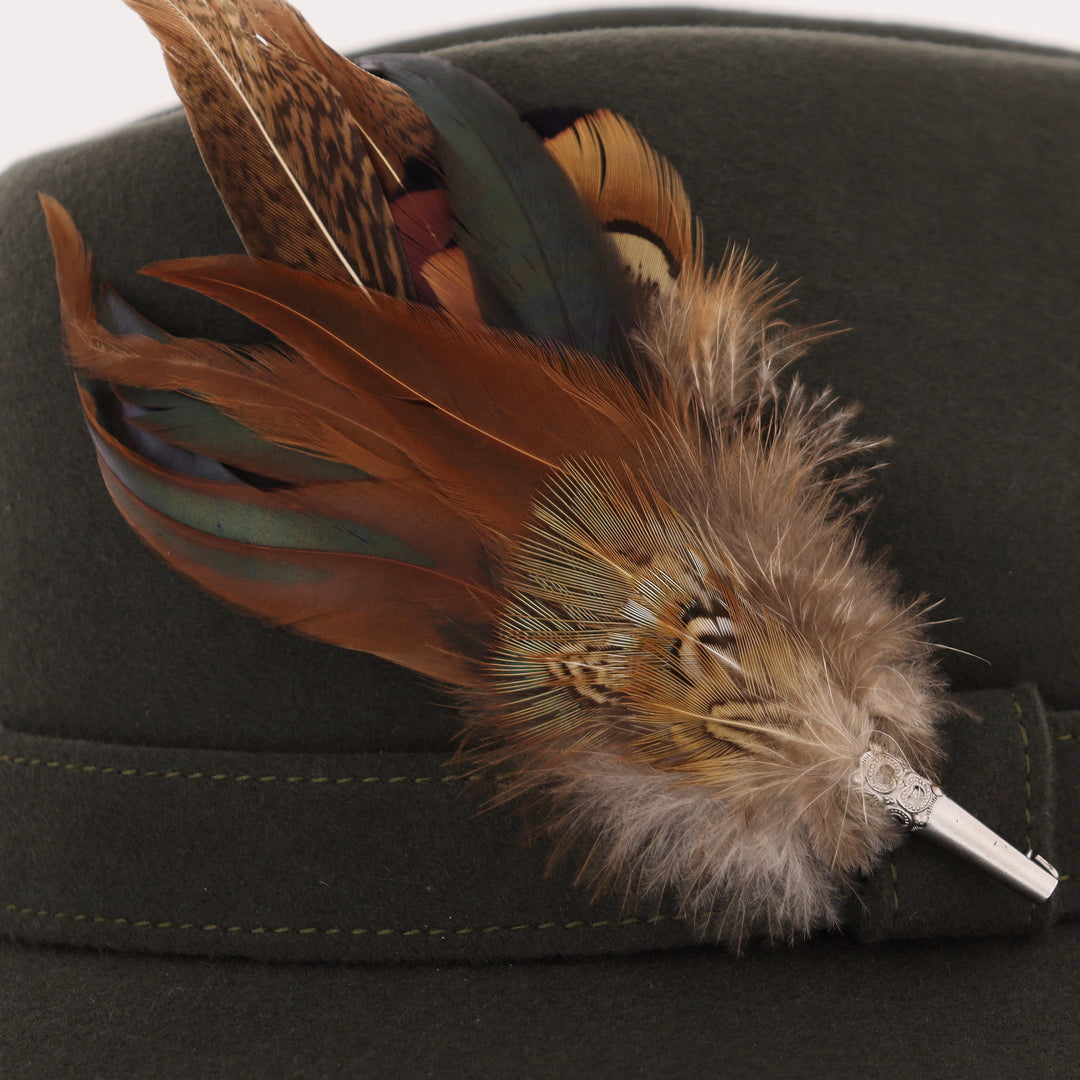 Whiteley Women's Wool Fedora With Feather in Moss