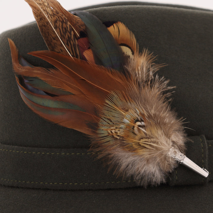Whiteley Women's Wool Fedora With Feather in Moss
