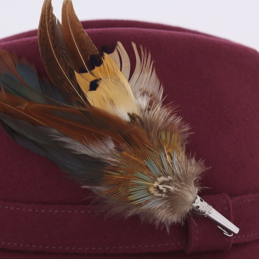 Whiteley Women's Wool Fedora With Feather in Mulberry